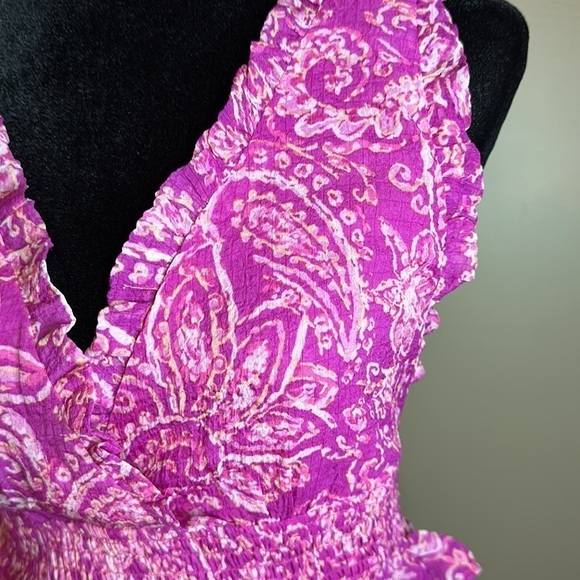 Fate pink magenta sleeveless Open Back Tiered Ruffles Mini Dress - Picture 3 of 8